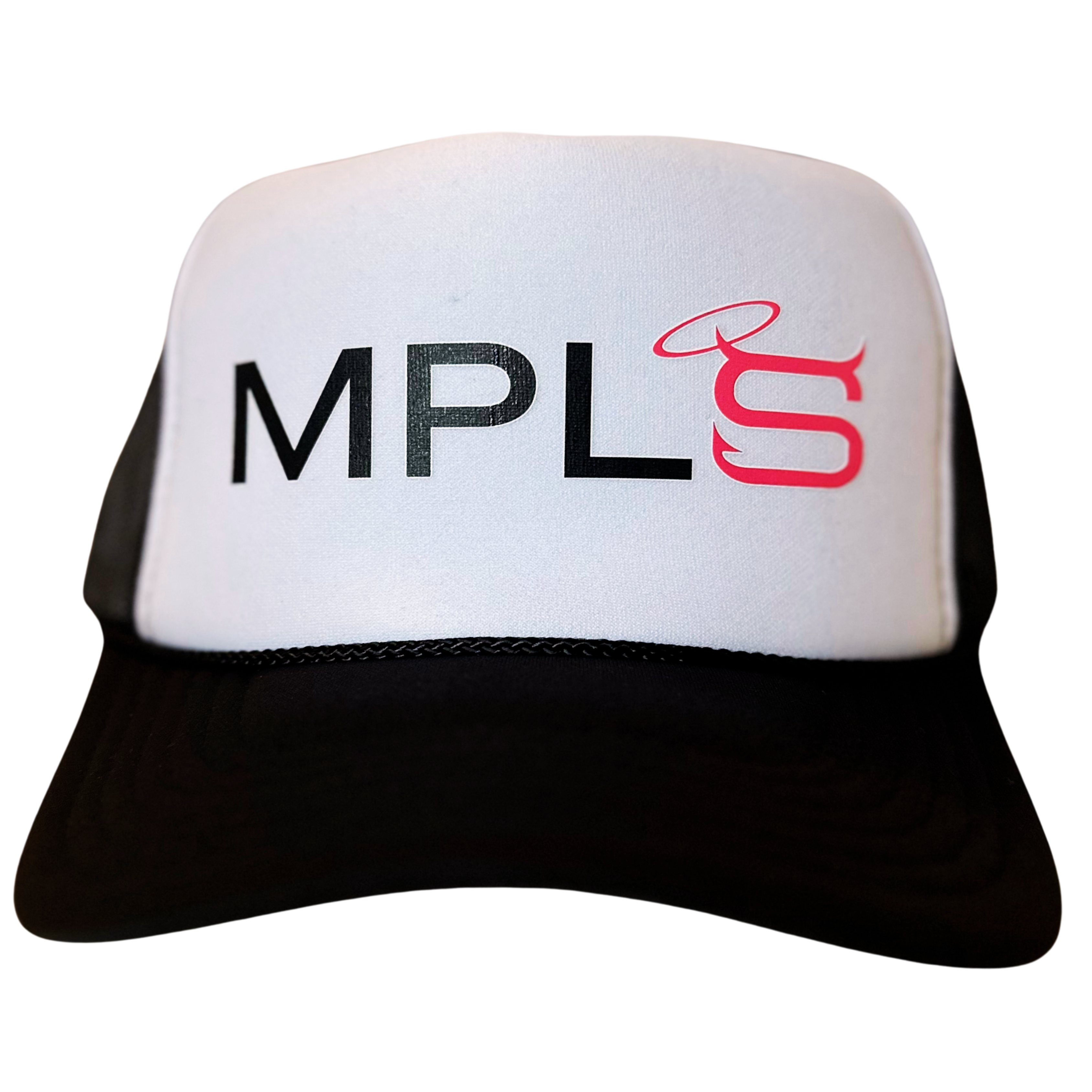 Saloon Hat by Fryed Candy - White visor cap with 'MPLS' logo on a white background