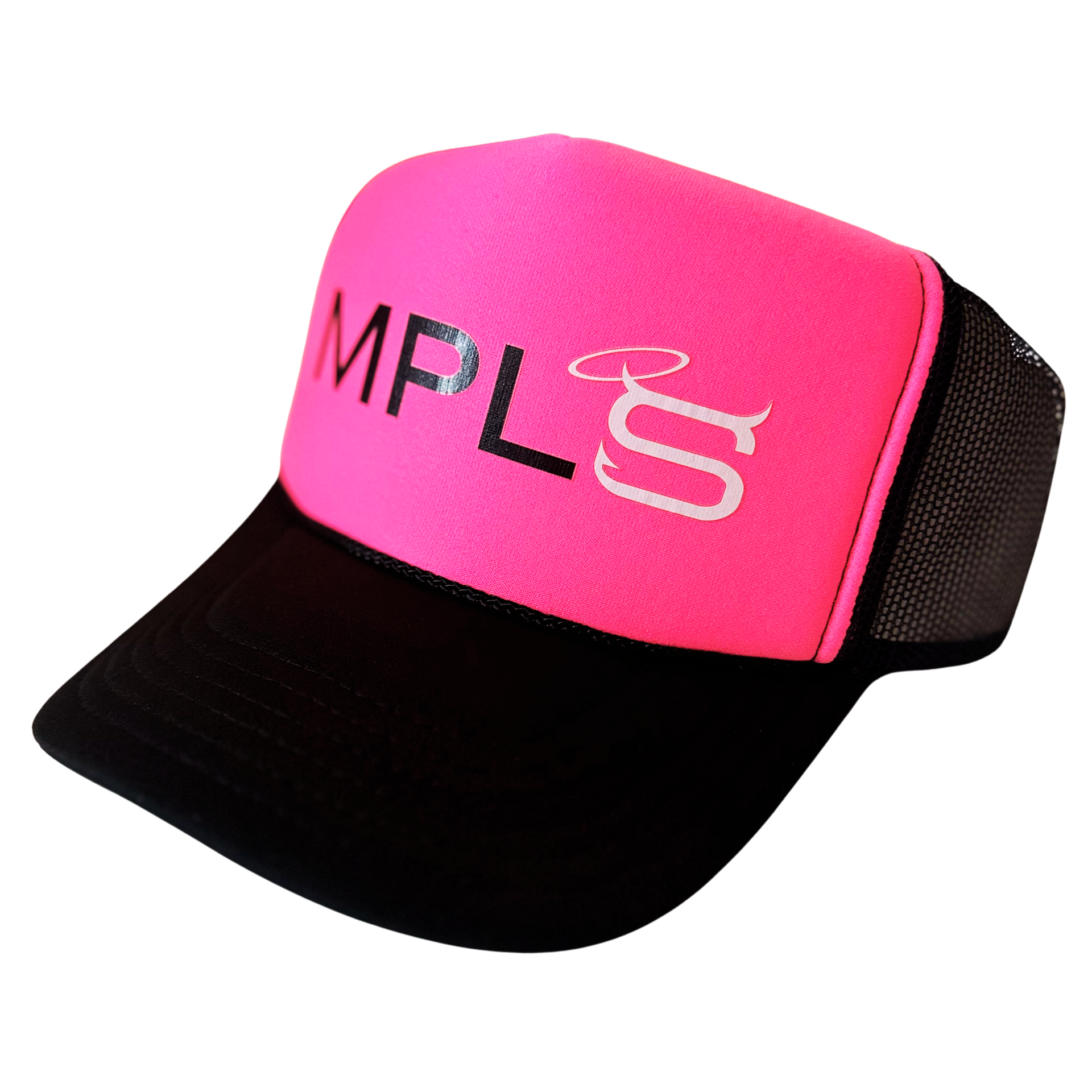 Saloon Hat by Fryed Candy - Pink and black cap with 'MPLS' logo on a white background
