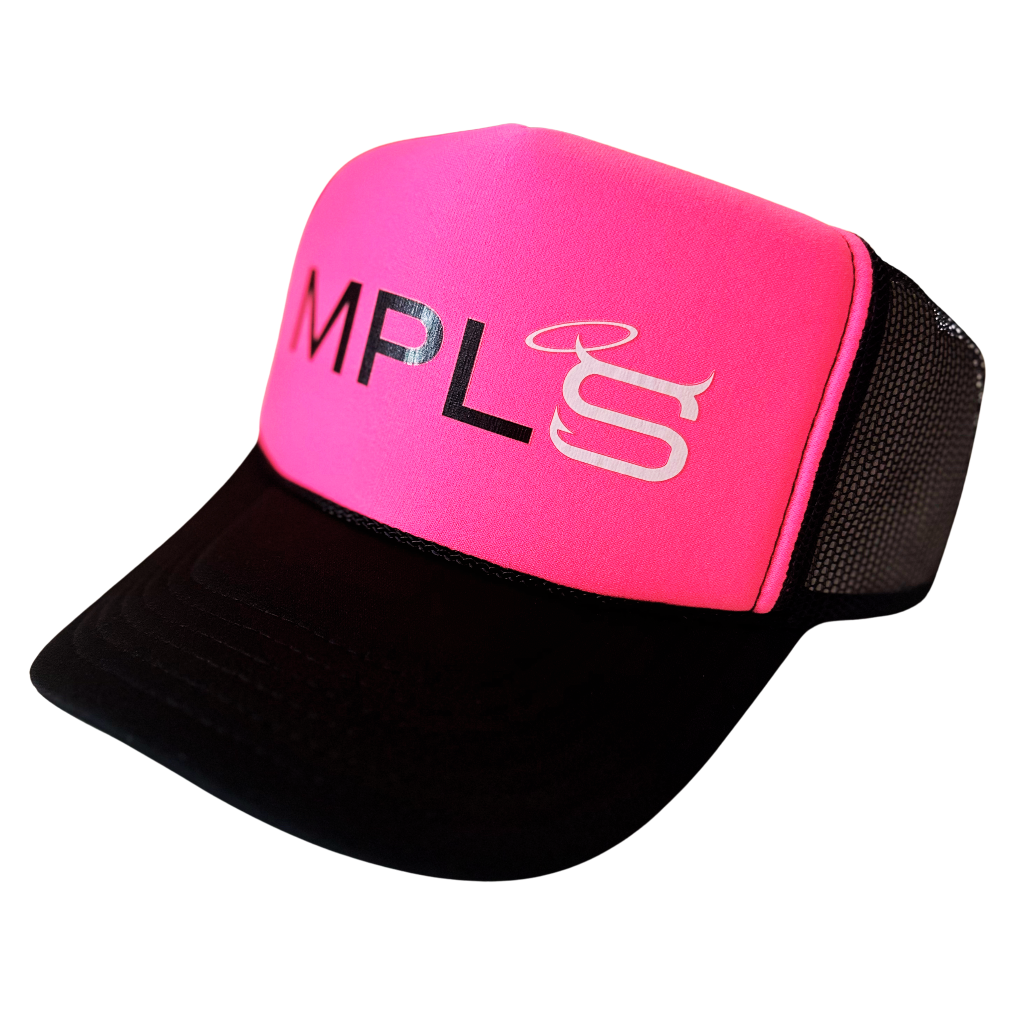 Saloon Hat by Fryed Candy - Pink and black cap with 'MPLS' logo on a white background