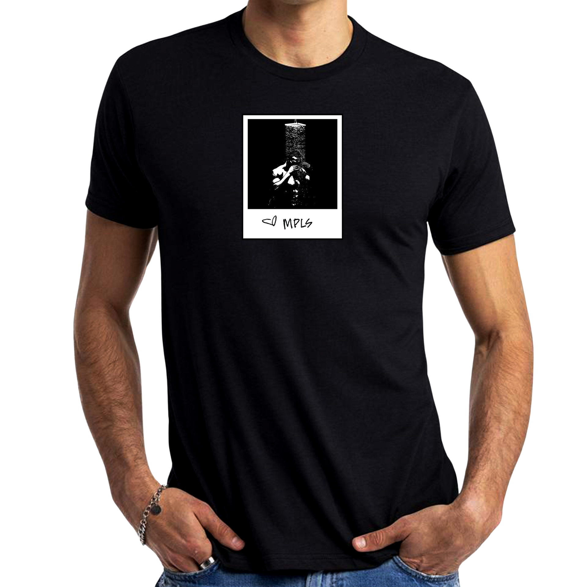 Love MPLS T-Shirt by Fryed Candy - Black t-shirt with a graphic design on a white background